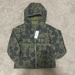 GAP Olive Mickey Mouse Kids Puffer Jacket